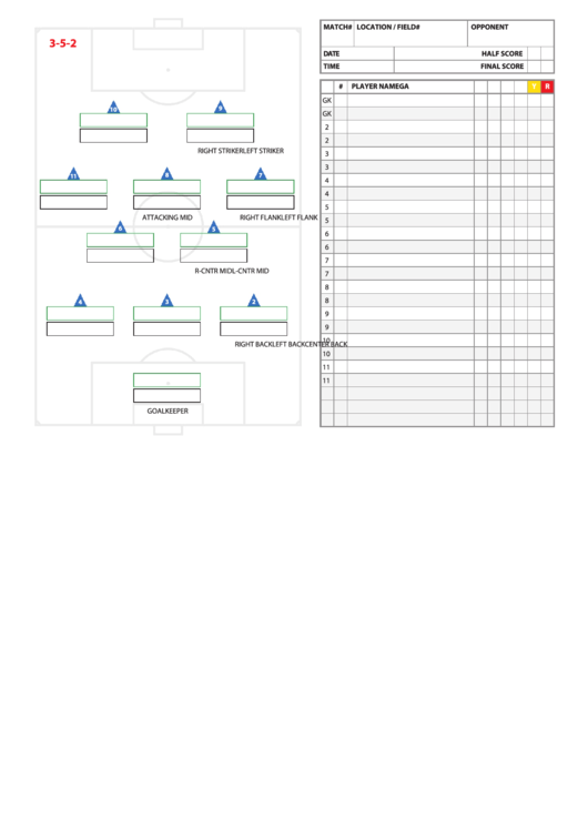 Fillable High School Soccer Lineup Sheet Printable pdf