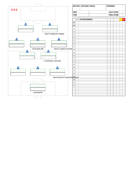 Fillable High School Soccer Lineup Sheet Printable Pdf Download