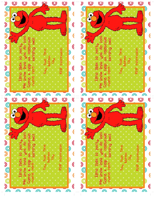 Fillable Elmo Party Invitations Templates Printable pdf