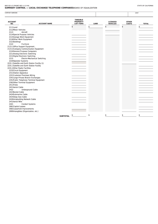 Fillable Form Boe-552-Le Printable pdf