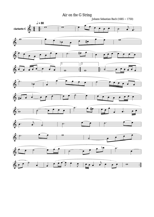 Johann Sebastian Bach - Air On The G String Sheet Music Printable pdf