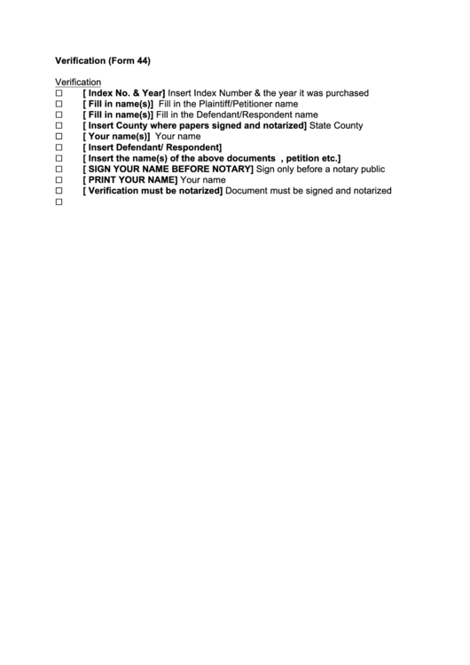 Form 44 - Verification Printable pdf