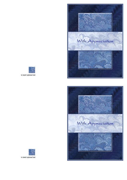 Fillable With Appreciation Blue Note Card Template Printable pdf