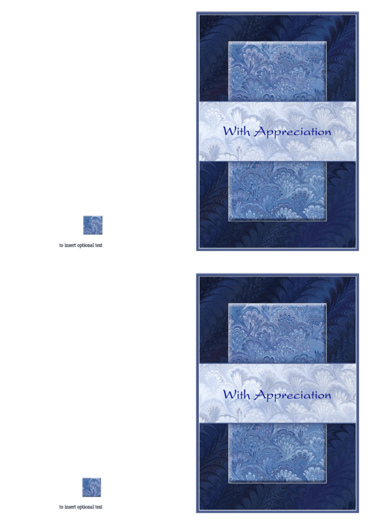 Fillable With Appreciation Blue Note Card Template Printable pdf