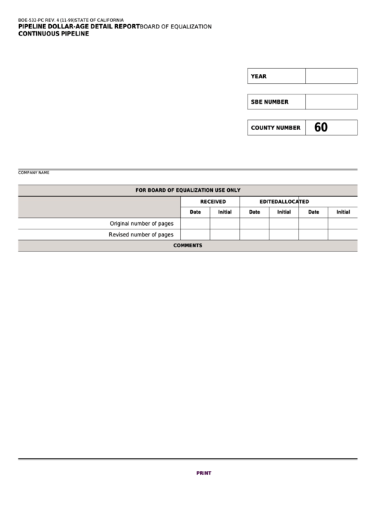 Fillable Form Boe-532-Pc - Pipeline Dollar-Age Detail Report Continuous Pipeline Printable pdf