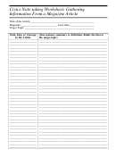 Civics Note-taking Worksheet - Gathering Information From A Magazine Article