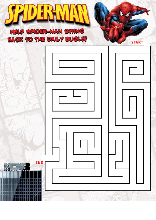 Spider-Man Maze Game Template Printable pdf