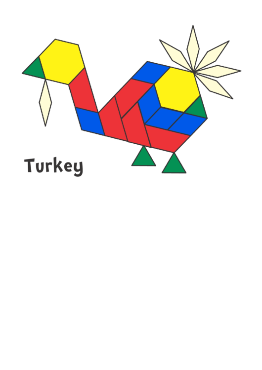 Color Turkey Pattern Block Template Printable pdf