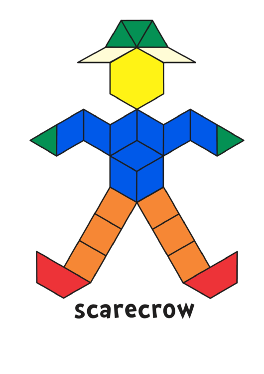 Color Scarecrow Pattern Block Template Printable pdf