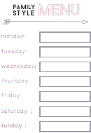 Family Style Weekly Menu Template