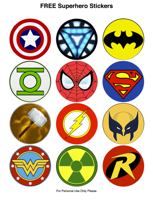 Superhero Sticker Template Set Printable pdf