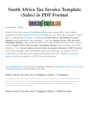 South Africa Tax Invoice Template (Sales) Printable pdf
