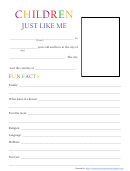 Children Just Like Me Autobiography Template