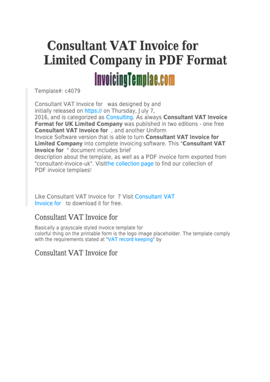 Consultant Limited Company Invoice Template Printable pdf
