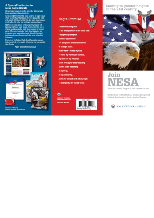National Eagle Scout Association Membership Application Printable pdf