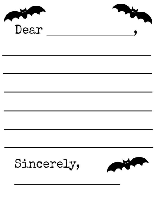 Bats Halloween Letter Template Printable pdf