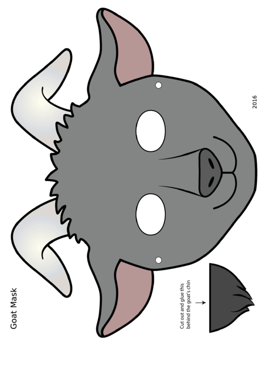 Grey Goat Mask Template Printable pdf