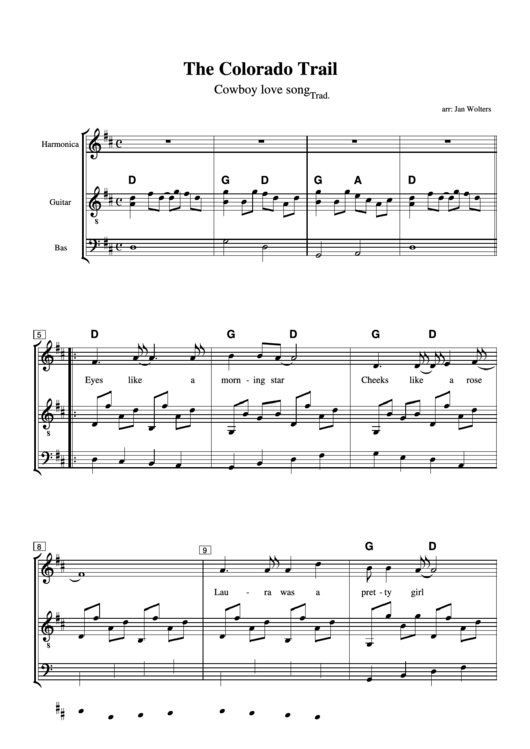 Jan Wolters - The Colorado Trail Cowboy Love Song Sheet Music Printable pdf