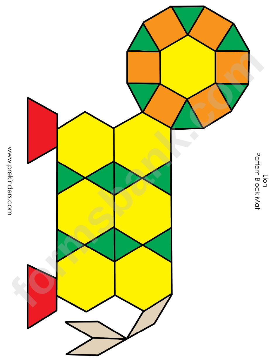 Color Lion Pattern Block Mat Template