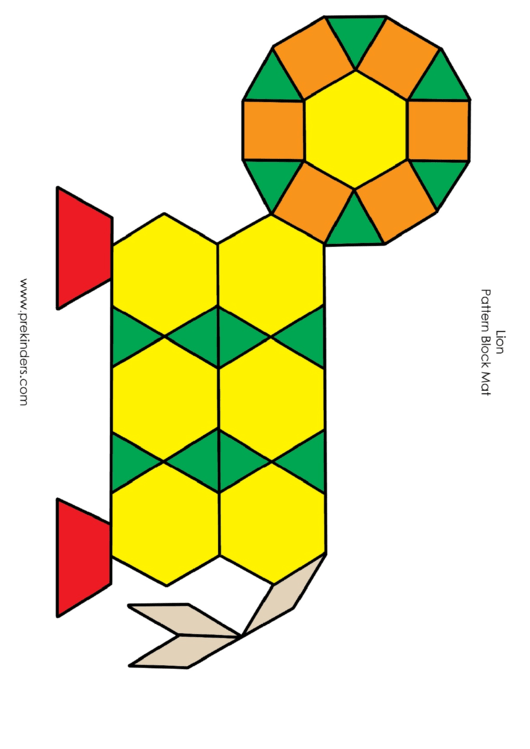 Color Lion Pattern Block Mat Template Printable pdf
