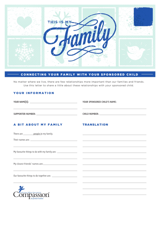 Connecting Your Family With Sponsored Child Letter Template Printable pdf