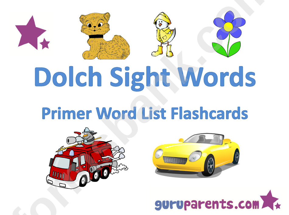Dolch Sight Words Primer Word List Flashcards
