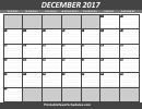 December Calendar Template With Lines - 2017