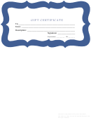 Gift Certificate Template - Blue Border