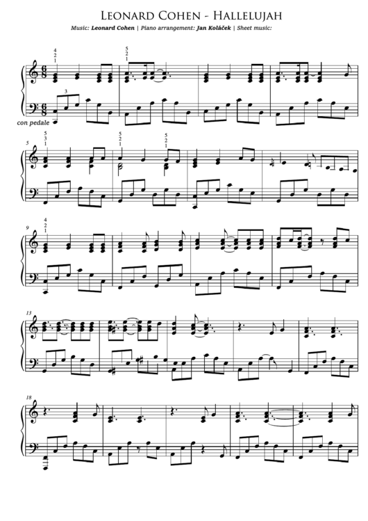 Leonard Cohen - Hallelujah Sheet Music Printable pdf