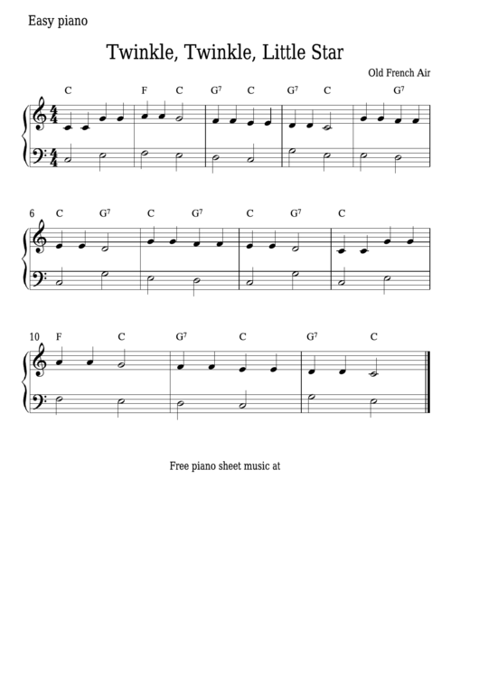 Twinkle, Twinkle, Little Star Sheet Music Printable pdf