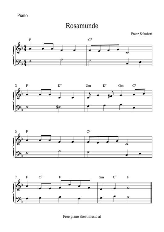 Franz Schubert - Rosamunde Sheet Music Printable pdf