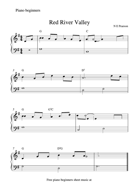 N E Pearson - Red River Valley Sheet Music Printable pdf