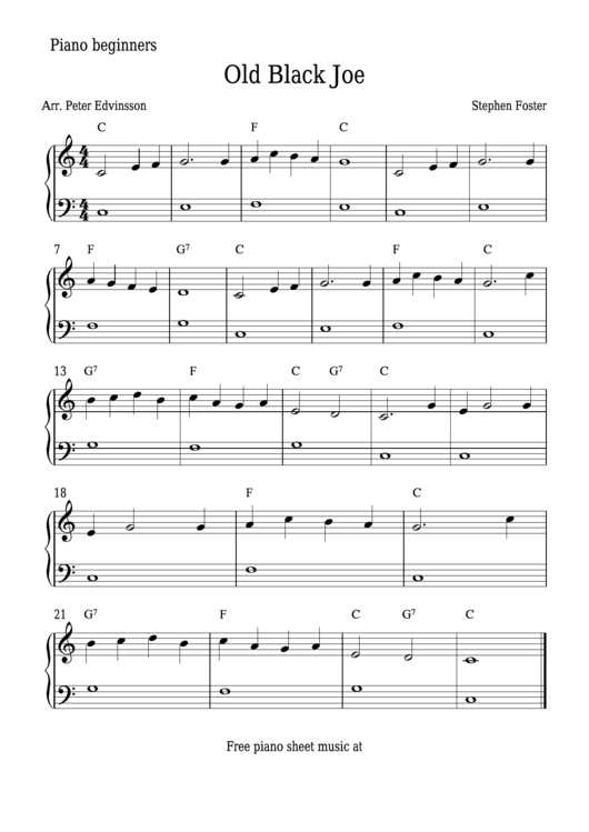 Stephen Foster - Old Black Joe Sheet Music Printable pdf