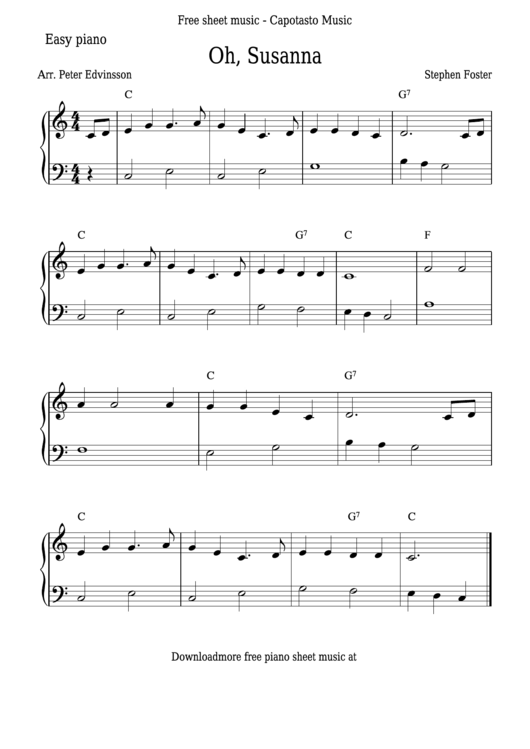 Stephen Foster - Oh, Susanna Sheet Music Printable pdf