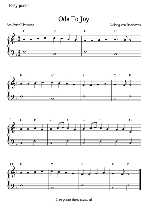 Ludwig Van Beethoven - Ode To Joy Sheet Music Printable pdf