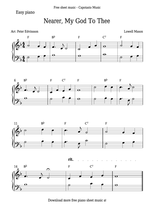 Lowell Mason - Nearer, My God To Thee Sheet Music Printable pdf