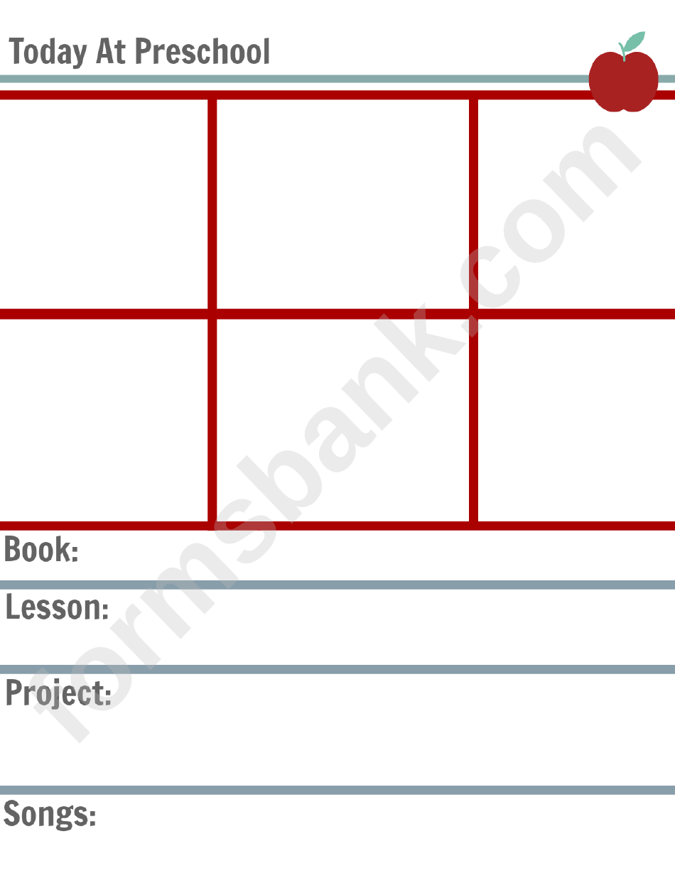 Today At Preschool Lesson Plan Template - Without Labels