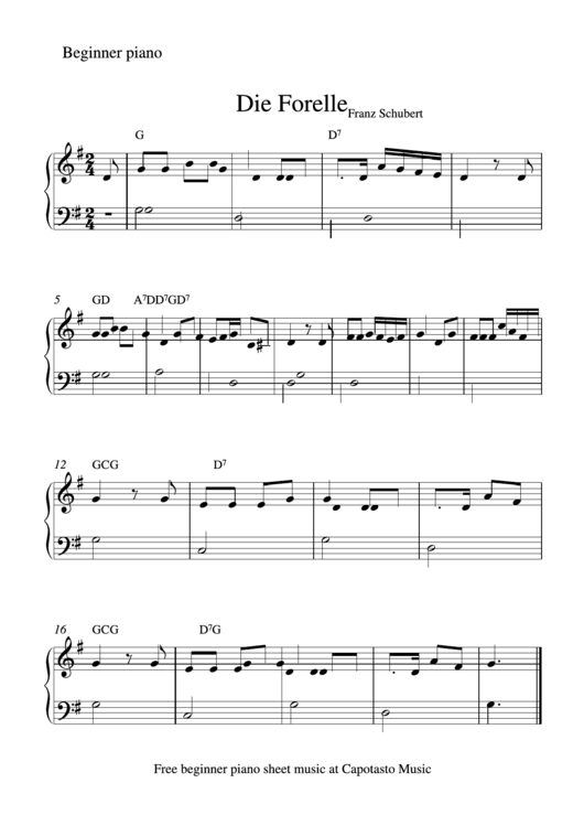 Franz Schubert - Die Forelle Sheet Music Printable pdf