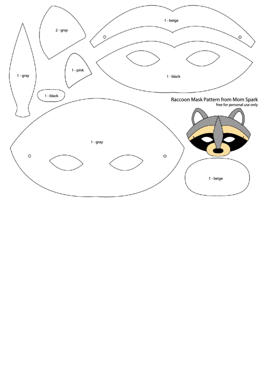 Raccoon Mask Template Printable pdf