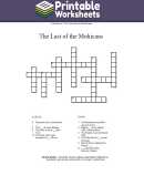The Last Of The Mohicans Crossword Puzzle Template