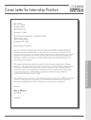 Sample Cover Letter For Internship Position
