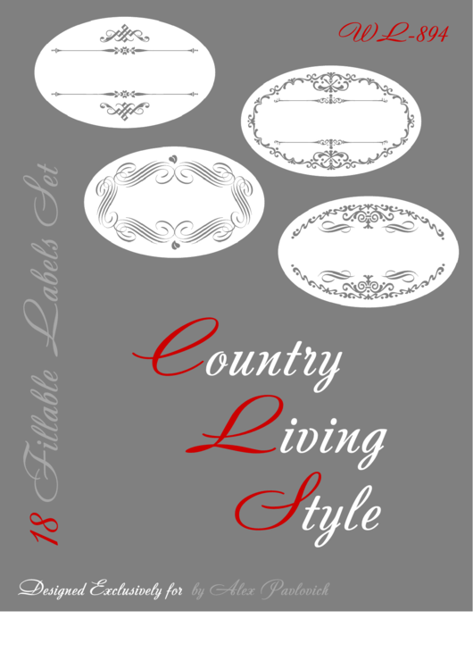 Fillable Country Living Style Gray Label Template Set Printable pdf