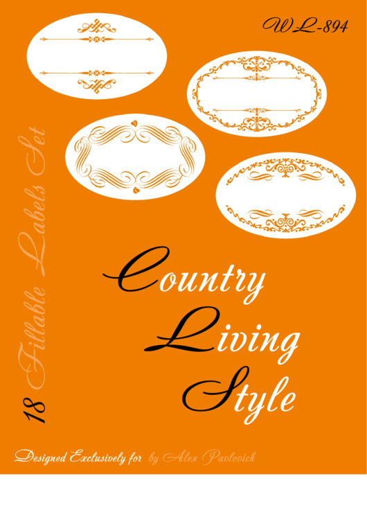 Fillable Country Living Style Orange Label Template Set Printable pdf