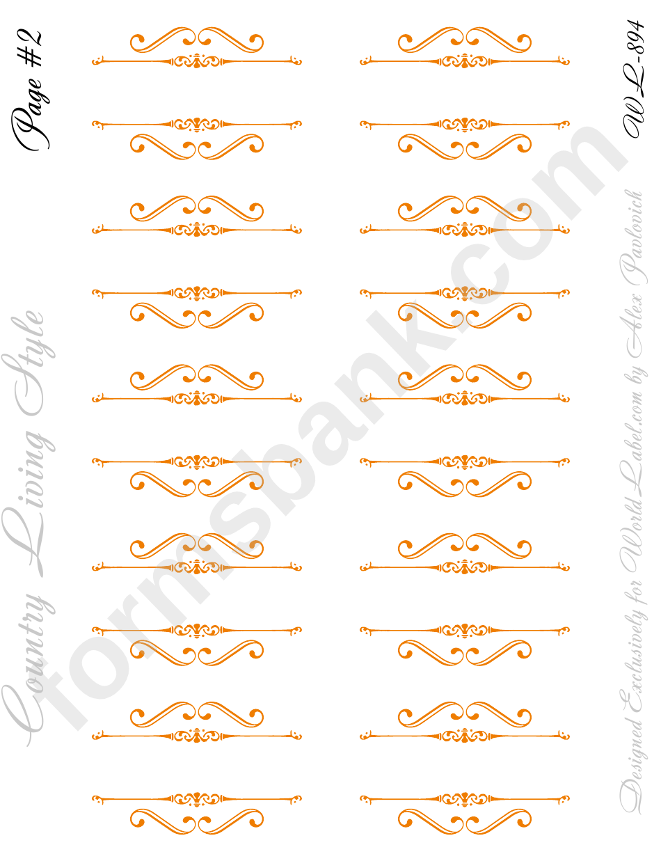 Country Living Style Orange Label Template Set