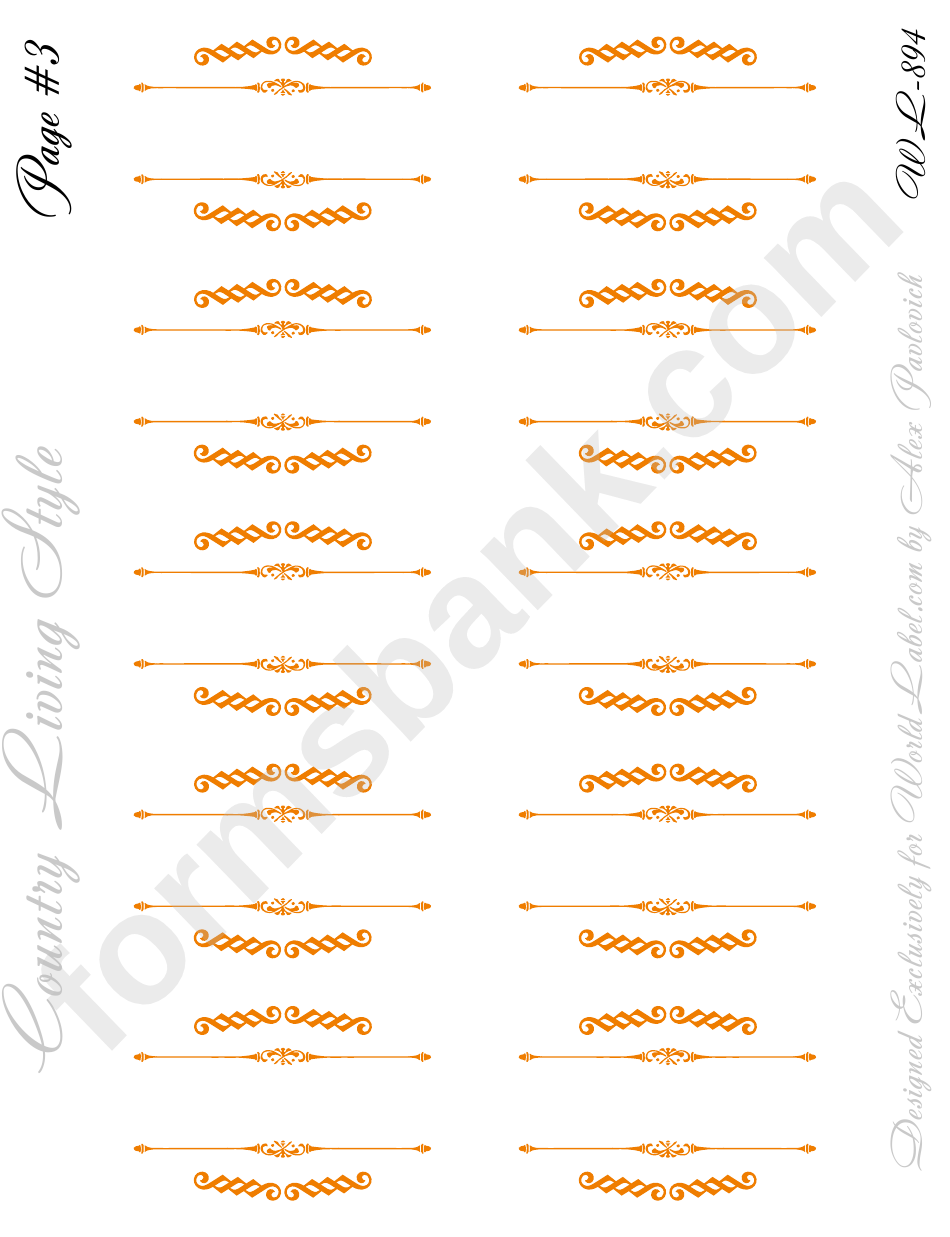 Country Living Style Orange Label Template Set