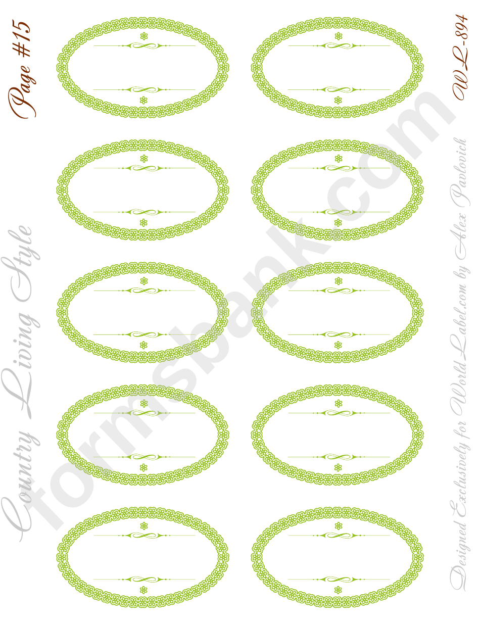 Country Living Style Lime Green Label Template Set