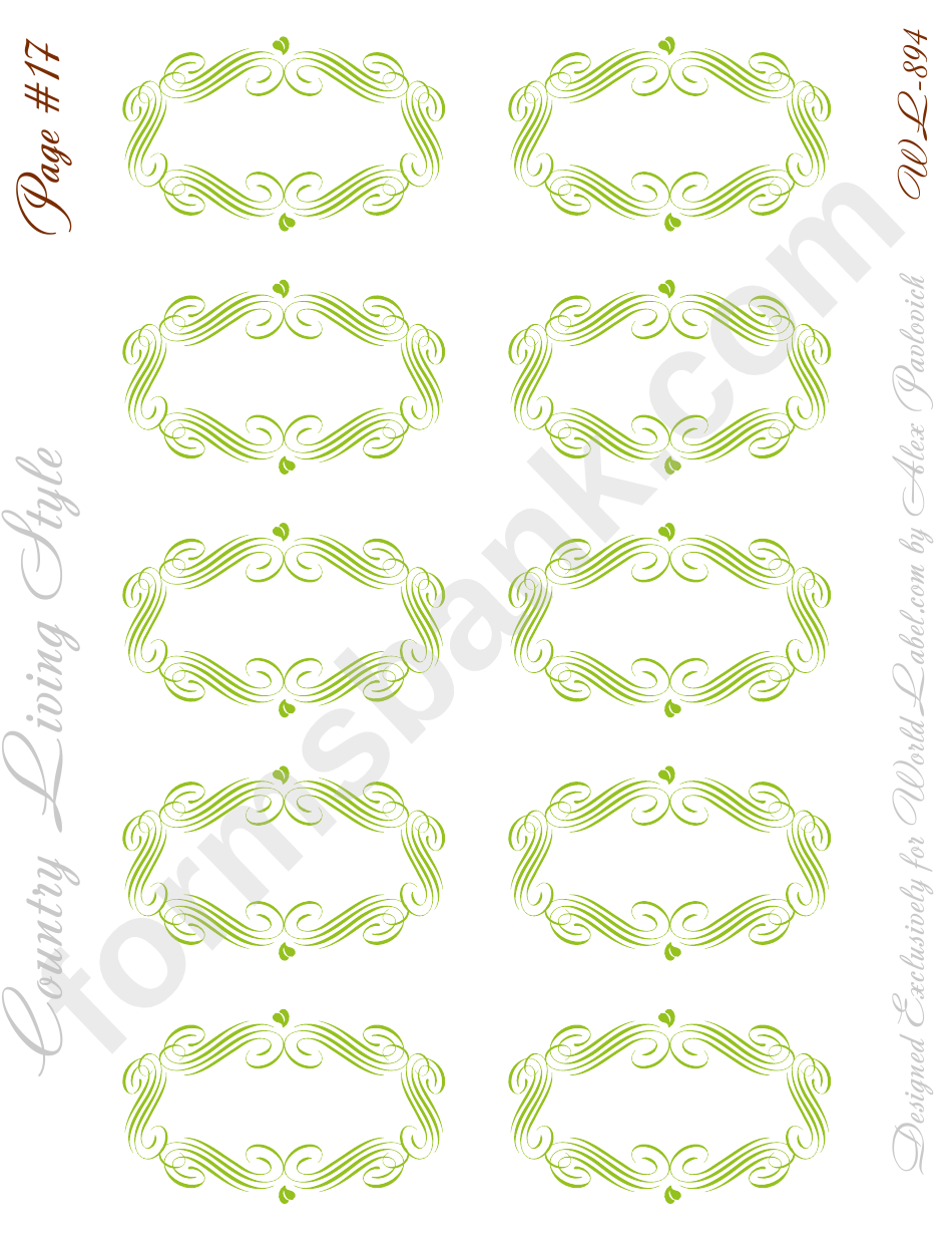 Country Living Style Lime Green Label Template Set
