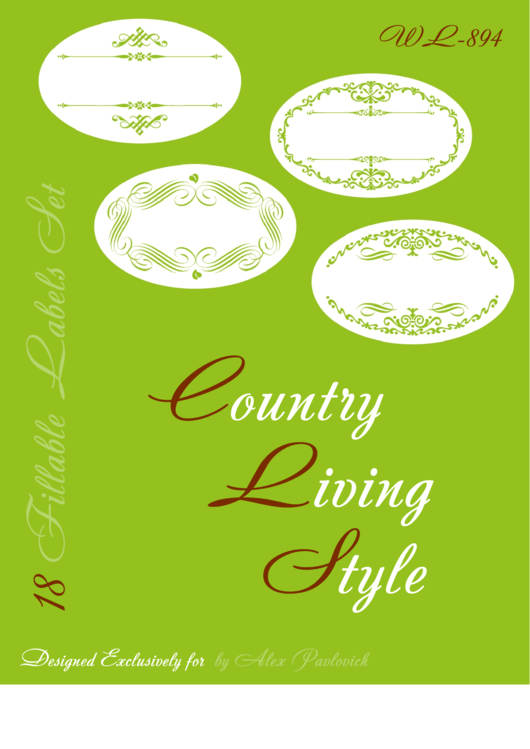 Fillable Country Living Style Lime Green Label Template Set Printable pdf