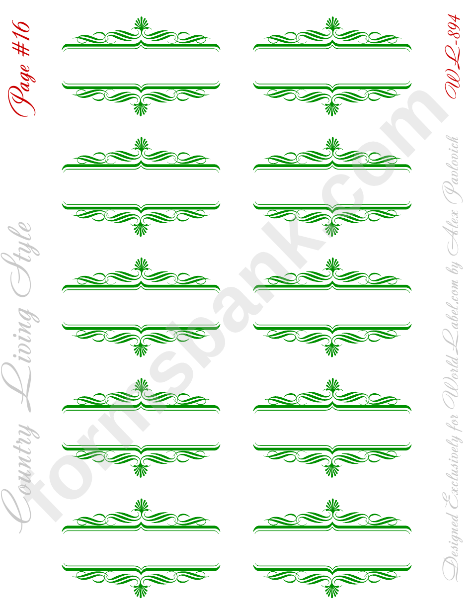 Country Living Style Green Label Template Set