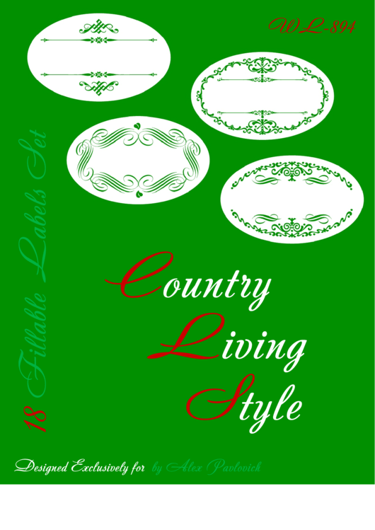 Fillable Country Living Style Green Label Template Set Printable pdf